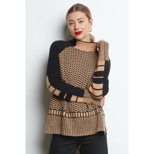 Zaket & Plover Biscuit Fairisle Intarsia Wool Blend Mock Neck Sweater Size: S